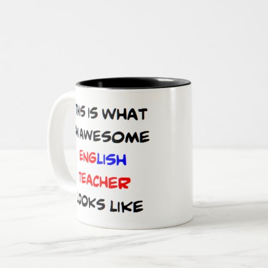 Tasse 2 Couleurs enseignant d'anglais génial (Devant gauche)