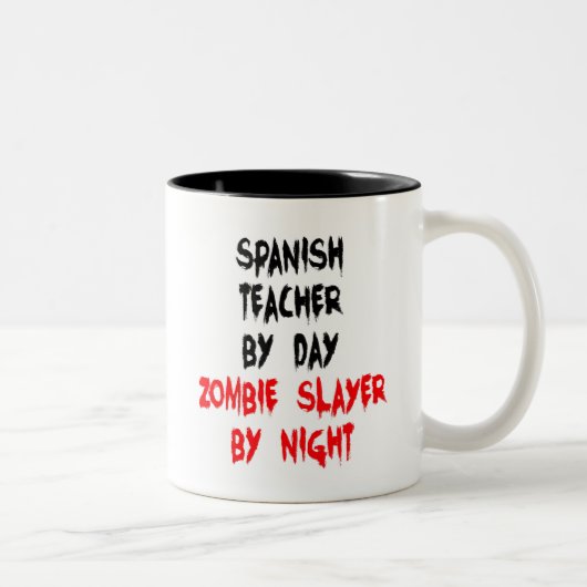 Tasse 2 Couleurs Enseignant espagnol Zombie Slayer (Droit)