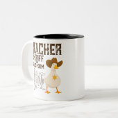 Tasse 2 Couleurs Enseignant Retour à l'école Cowboy Retro Goose Fun (Devant gauche)