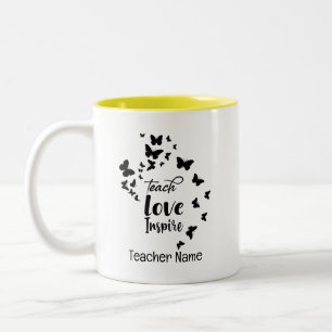 Tasse 2 Couleurs Enseigner l'amour Inspirer mignon enseignant