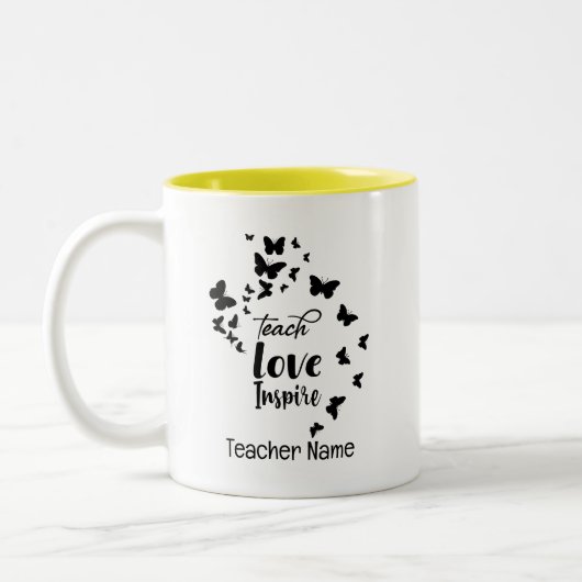 Tasse 2 Couleurs Enseigner l'amour Inspirer mignon enseignant (Gauche)