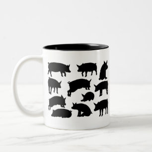Tasse 2 Couleurs Ensemble d'animaux de ferme de silhouettes de porc