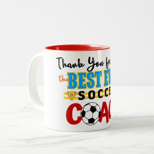 Tasse 2 Couleurs Entraîneur de football Merci (Devant gauche)
