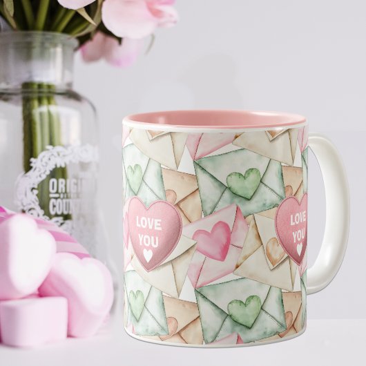 Tasse 2 Couleurs Envelopes et cœurs de la Saint-Valentin