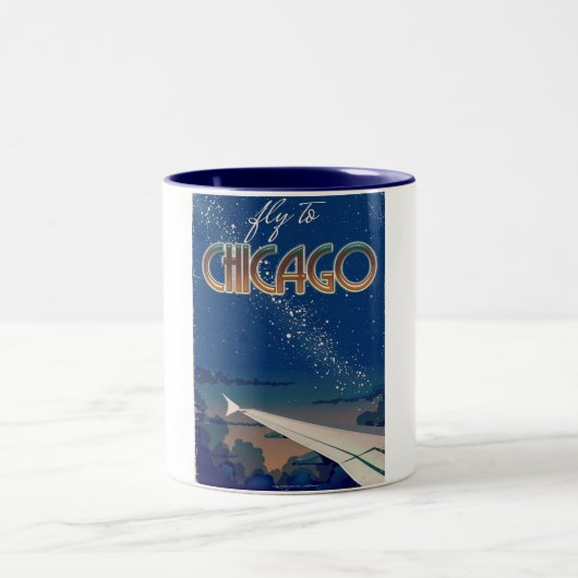 Tasse 2 Couleurs Envolez-vous pour Chicago (Centre)