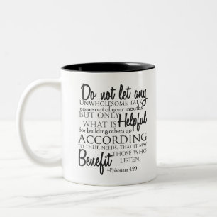 Tasse 2 Couleurs Éphésiens 4:29 Typographie