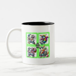 Tasse 2 Couleurs Épouses de lapin de Pâques Hip hop, Neon Green