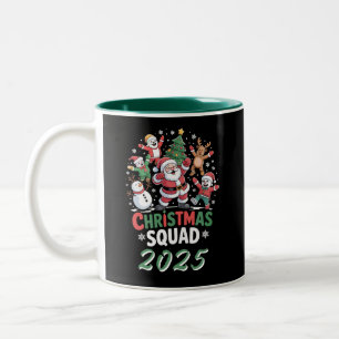 Tasse 2 Couleurs Équipe de Noël personnalisée Famille Santa 2025