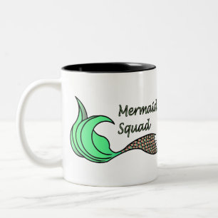 Tasse 2 Couleurs Équipe de sirènes orange et verte.