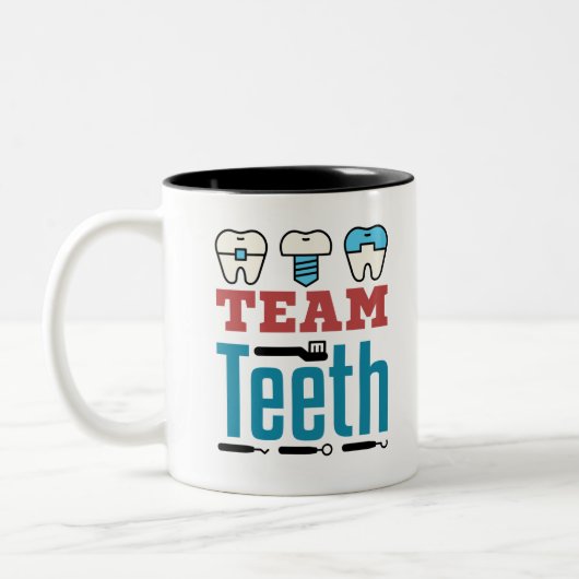 Tasse 2 Couleurs Équipe Dents Escouade dentaire Personnel Dentiste  (Gauche)