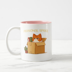 Tasse 2 Couleurs Espace personnel Chat orange dans une boîte