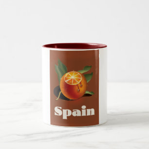 Tasse 2 Couleurs Espagne orange affiche voyage