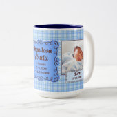 Tasse 2 Couleurs ESPAGNOL Fière Grand-Mère Bébé Bleu Plaid (Devant droit)