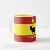 Tasse 2 Couleurs Espagnol mignon Taureau, Sun et drapeau (Devant gauche)