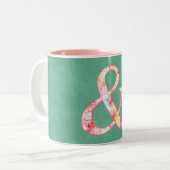 Tasse 2 Couleurs Esperluète rose fraîche mignonne d'aquarelle sur (Devant gauche)