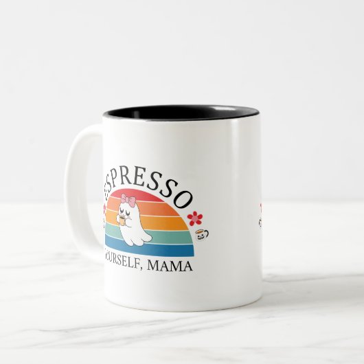 Tasse 2 Couleurs Espresso Yourself Mama - Retro Rainbow Ghost (Devant gauche)