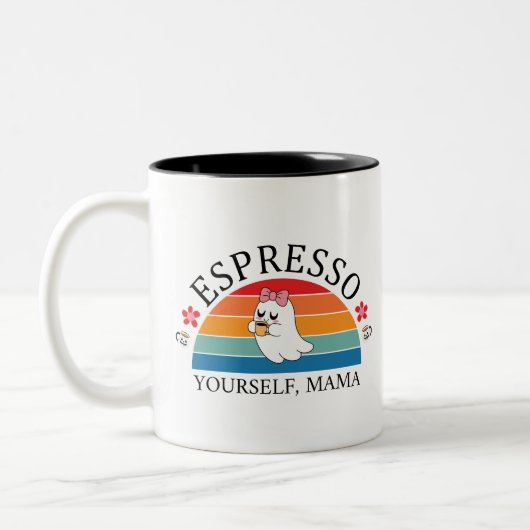 Tasse 2 Couleurs Espresso Yourself Mama - Retro Rainbow Ghost (Gauche)