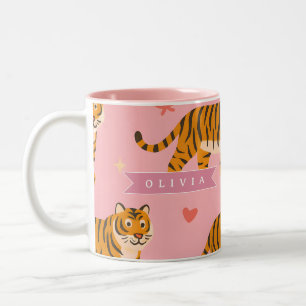 Tasse 2 Couleurs esthétique personnalisée rose tigre chic branchée