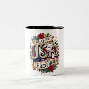 Tasse 2 Couleurs États-Unis 250 ans de liberté Floral Americana