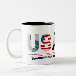 Tasse 2 Couleurs "États-Unis – La liberté est un état d'esprit"
