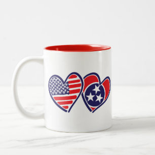 Tasse 2 Couleurs États-Unis—Nashville-Coeurs-Drapeaux