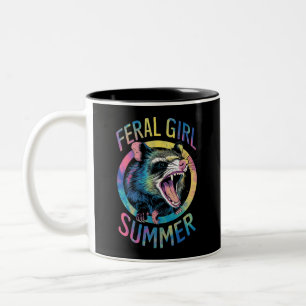 Tasse 2 Couleurs Été de fille sauvage Opossum Tie Dye Raton laveur