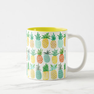 Tasse 2 Couleurs Été Jaune et vert Ananas motif Tropical