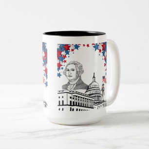 Tasse 2 Couleurs Étincelles dorées de juillet noir & blanc