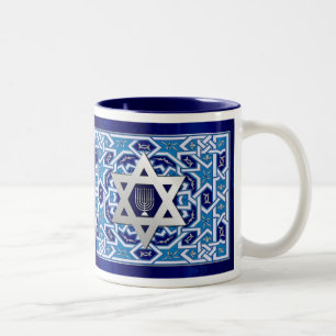 Tasse 2 Couleurs Étoile de David et Menorah Jour de Fêtes Juives Ca