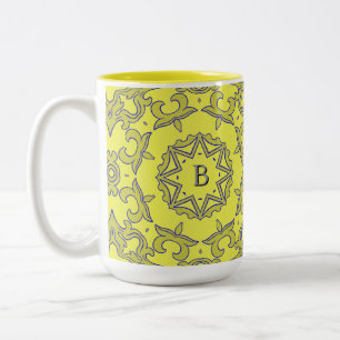 Tasse 2 Couleurs Étoile jaune monogramme