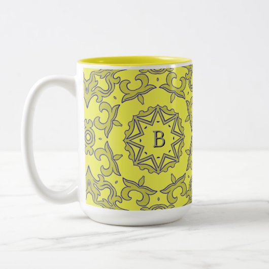 Tasse 2 Couleurs Étoile jaune monogramme (Gauche)