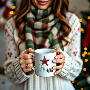 Tasse 2 Couleurs Étoile rustique Merry & Bright personnalisée