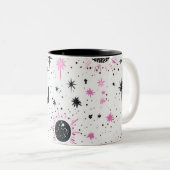 Tasse 2 Couleurs Étoiles célestes noires et roses (Devant droit)