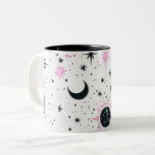 Tasse 2 Couleurs Étoiles célestes noires et roses (Devant gauche)