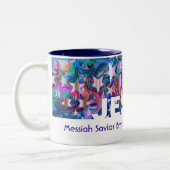 Tasse 2 Couleurs Étoiles de Noël | JESUS | Personnalisable Abstrait (Gauche)