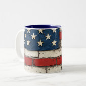 Tasse 2 Couleurs Étoiles et rayures, Vieille Gloire. (Devant gauche)
