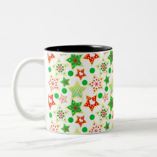 Tasse 2 Couleurs Étoiles festives : motif vert et rouge