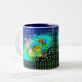 Tasse 2 Couleurs Etoiles géométriques Abstraites bleues Vert clair (Devant gauche)