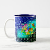 Tasse 2 Couleurs Etoiles géométriques Abstraites bleues Vert clair (Gauche)