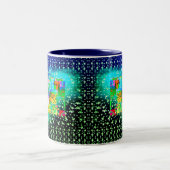 Tasse 2 Couleurs Etoiles géométriques Abstraites bleues Vert clair (Centre)