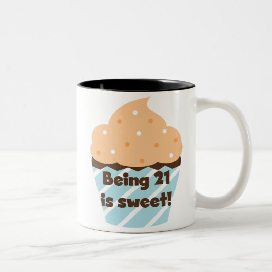 Tasse 2 Couleurs Etre 21 est doux t-shirts et cadeaux d'anniversair (Droit)