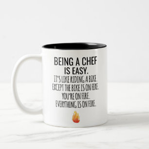 Tasse 2 Couleurs Être Chef, c'est facile, c'est comme monter à vélo