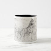 Tasse 2 Couleurs Étude des chevaux (Centre)