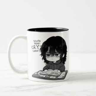 Tasse 2 Couleurs Étude maintenant, pleurer plus tard, illustration