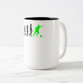 Tasse 2 Couleurs Évolution du football (vert) (Devant droit)
