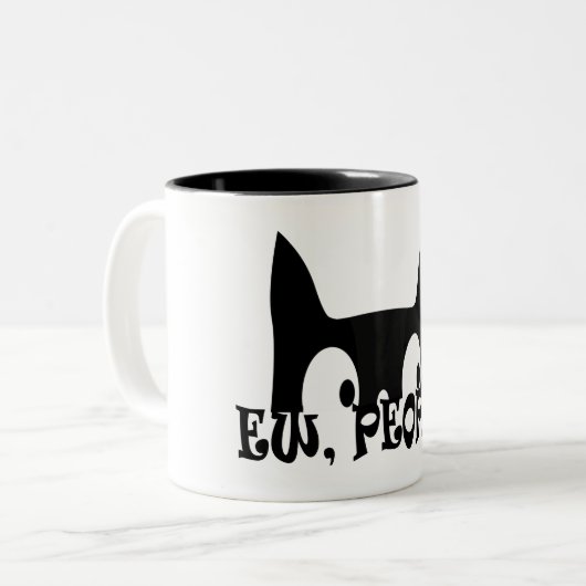 Tasse 2 Couleurs Ew People Drôle Chat Noir (Devant gauche)