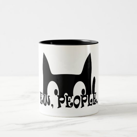 Tasse 2 Couleurs Ew People Drôle Chat Noir (Centre)