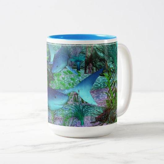 Tasse 2 Couleurs Exploration requins 3D (Devant droit)