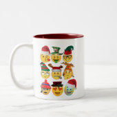 Tasse 2 Couleurs Express Avec Hilarious Noël Emojis & Mèmes (Gauche)