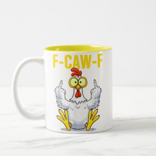 Tasse 2 Couleurs F-Caw-F Rooster Meme | Funny Chicken Pun | Rooster (Gauche)